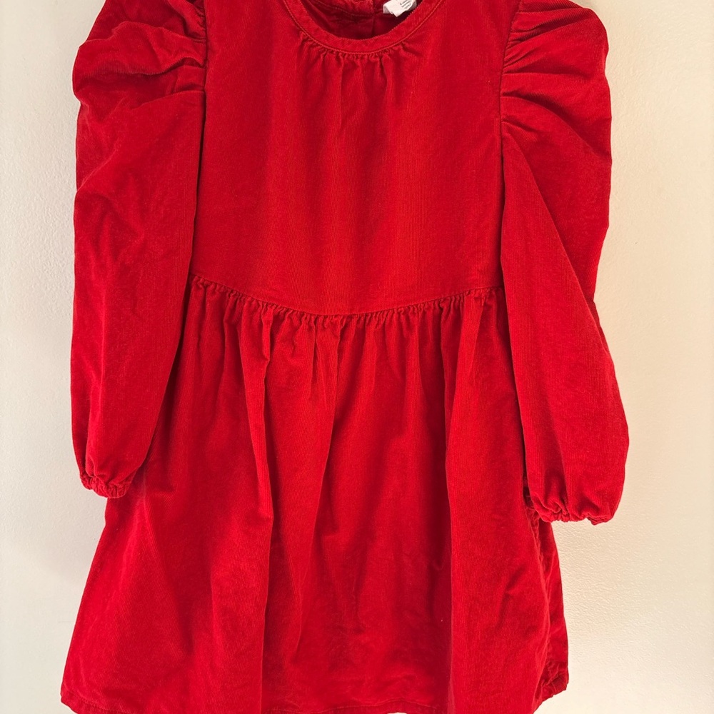 GAP Girls Holiday Ribbed Velvet Red Long Sleeve Dreds
